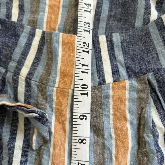 Striped Wide Leg Pants Linen Blend Medium Current Air Beachy Lounge Leisure - Picture 6 of 11